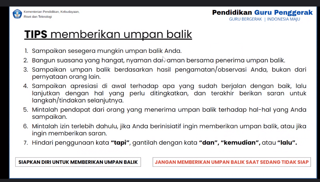 Tips memberikan Umpan balik