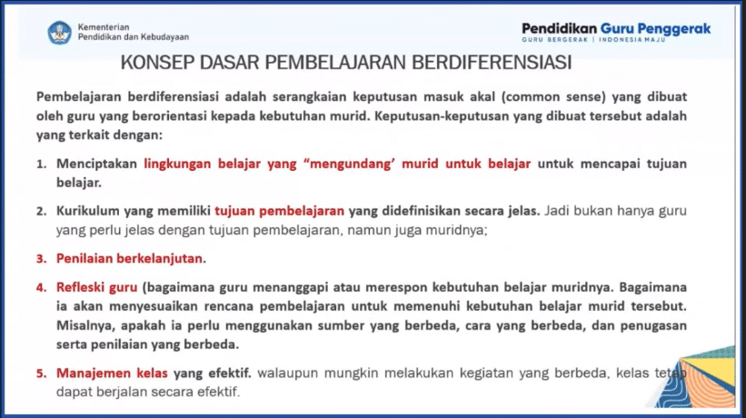 Konsep Pembelajaran Berdifferensiasi